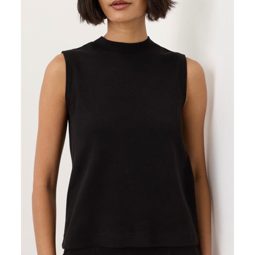 Pact Womens Organic Cotton Mock Neck Muscle Tank Top Black WA1-W8N Size Large